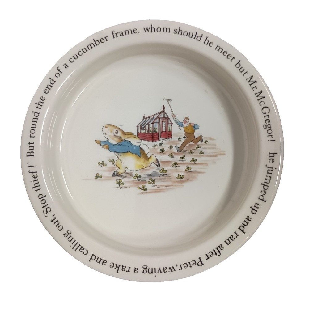 Vintage Wedgwood Beatrix Potter Peter Rabbit "Stop Thief" Ceramic Cereal Bowl